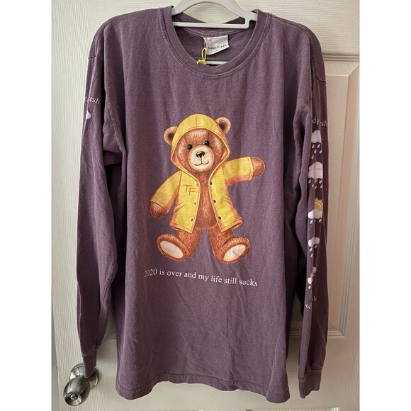 Teddy Fresh 2020 IS OVER AND MY LIFE STILL SUCKS Long Sleeve Purple Size Large - Picture 1 of 4